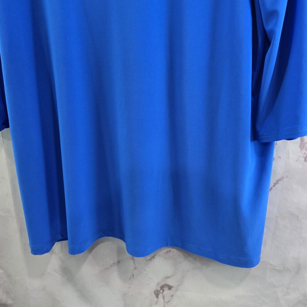 Clara Sun Woo Shirt Womens Large Blue Blouse Cut Out Cobalt Liquid Knit - Picture 7 of 11